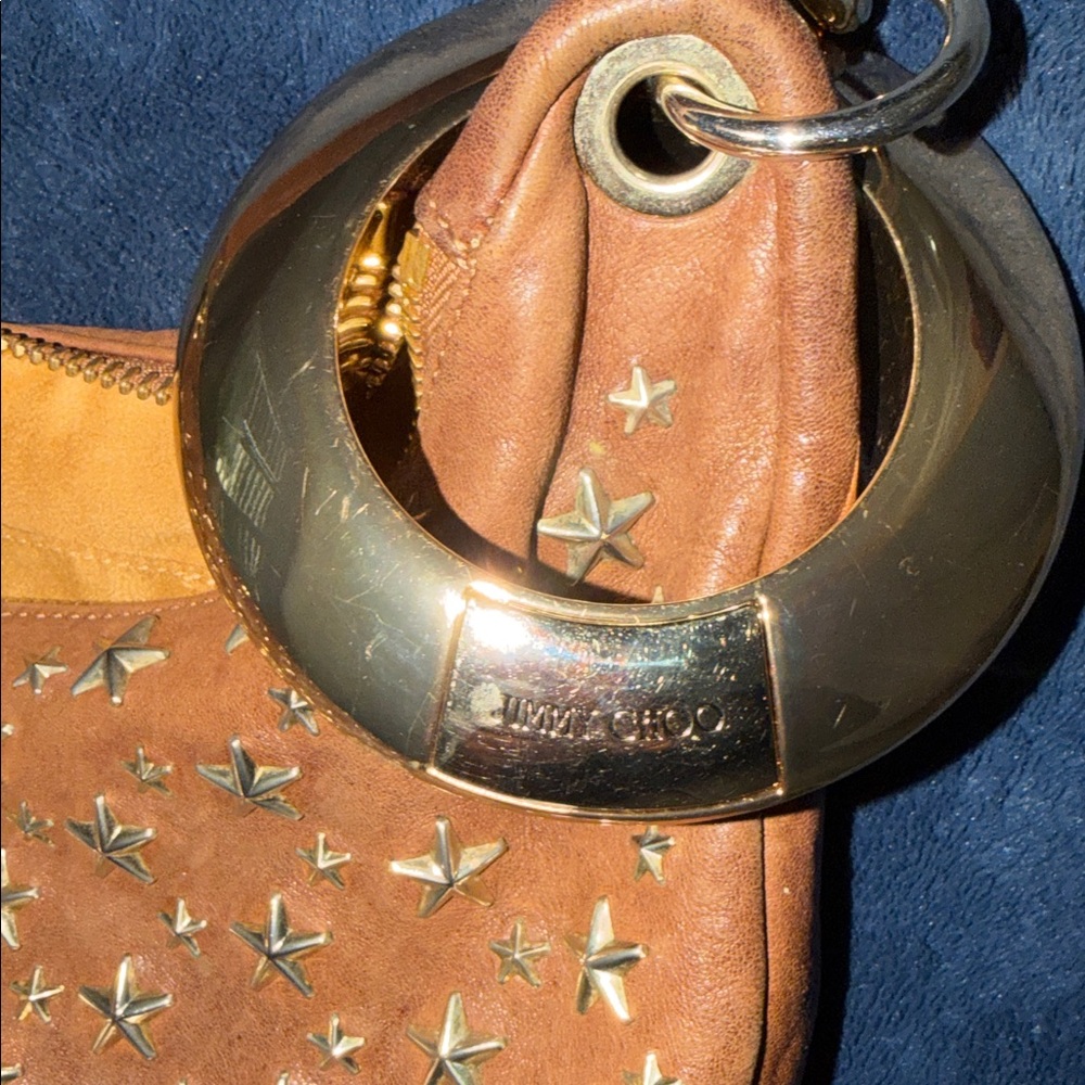 Jimmy Choo Star-Studded Brown Leather Shoulder Bag - Picture 10 of 14